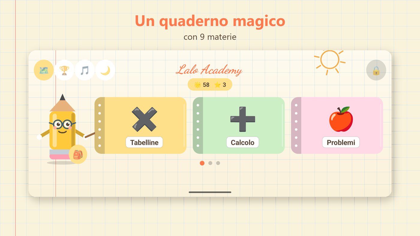 Home — le materie, una card per ciascuna