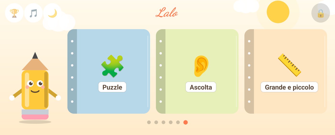 Il menu — diciotto attività, le due nuove in fondo al carosello