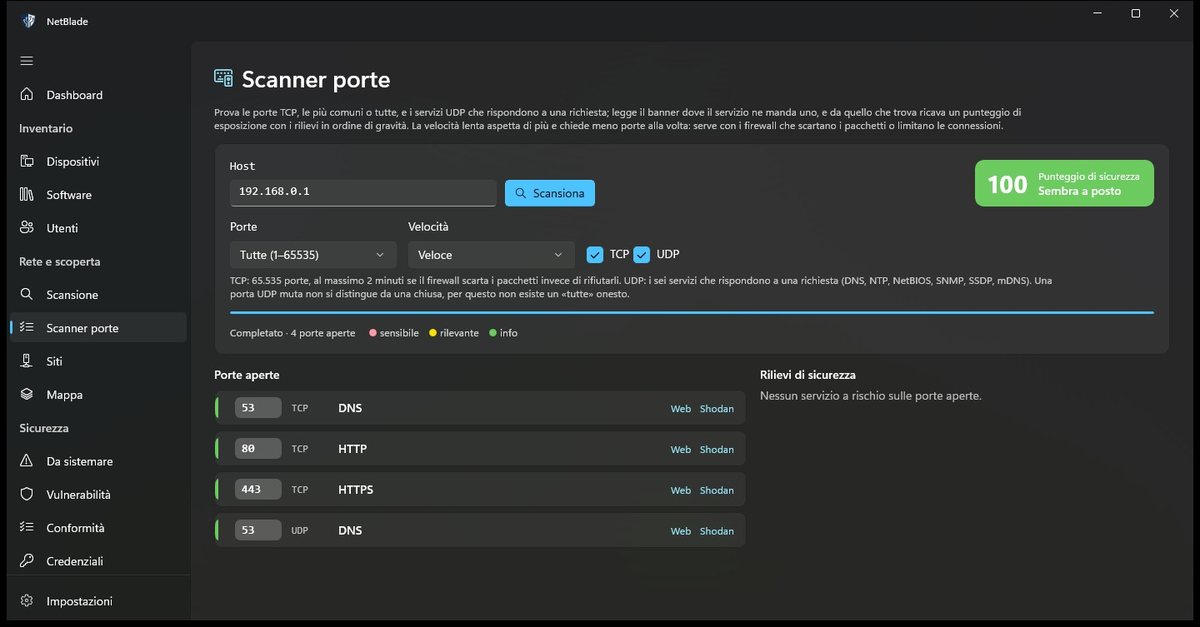 Scanner porte con punteggio di sicurezza