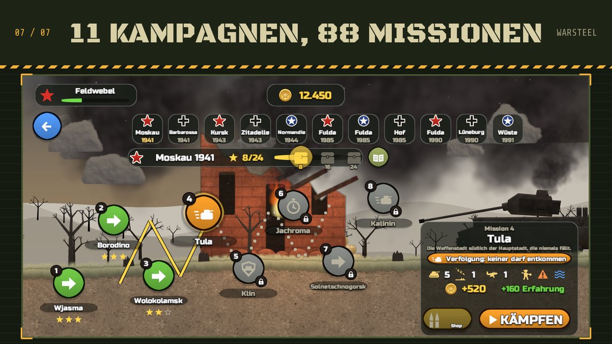 Die Feldzugskarte: eine Mission nach der anderen