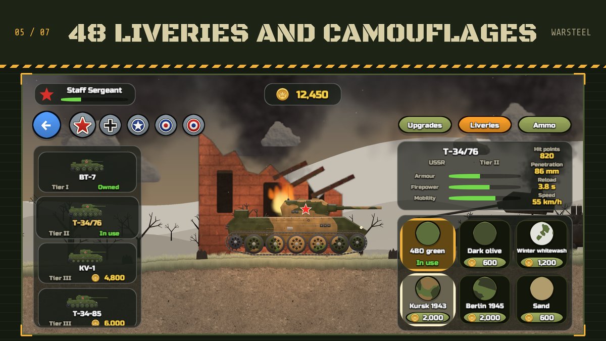 The garage: liveries and camouflages for every tank