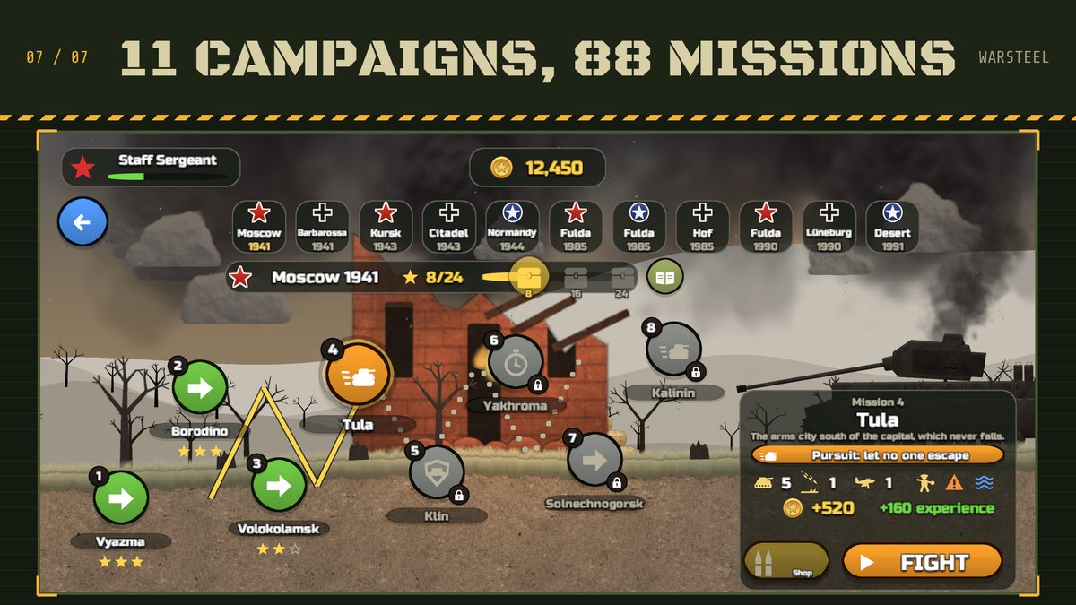 The campaign map: one mission after another