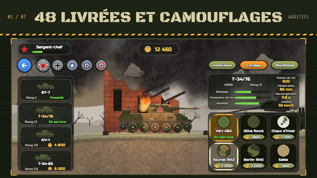 Le garage : livrées et camouflages pour chaque char