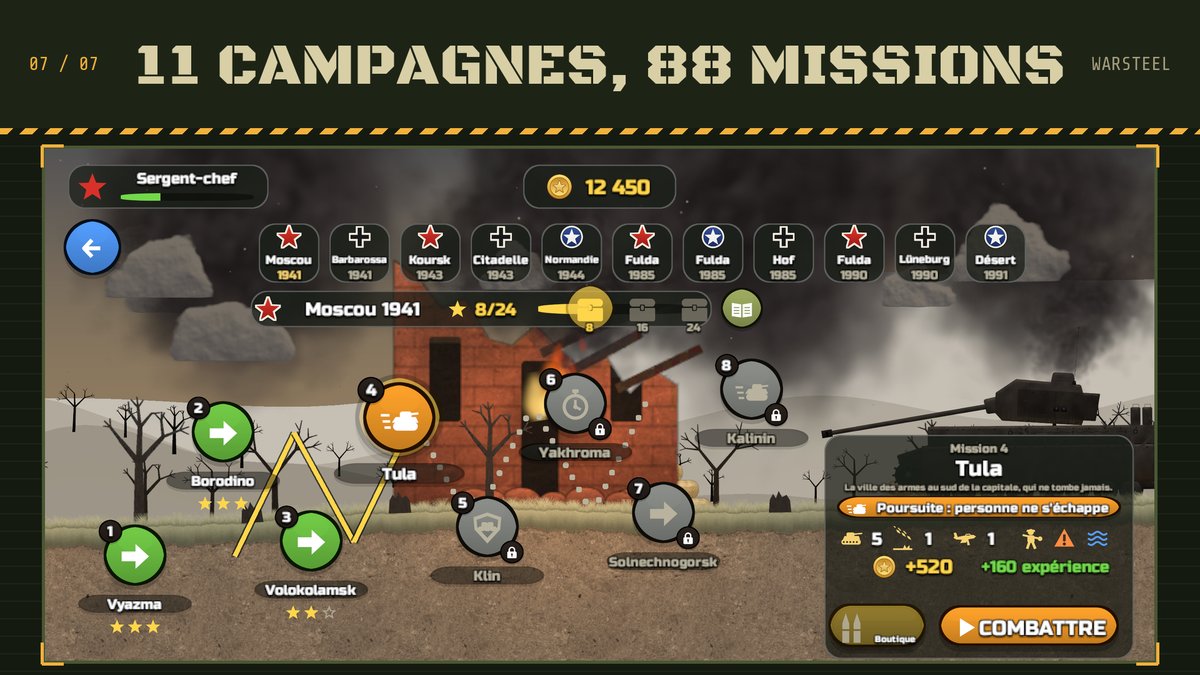La carte de la campagne : une mission après l'autre