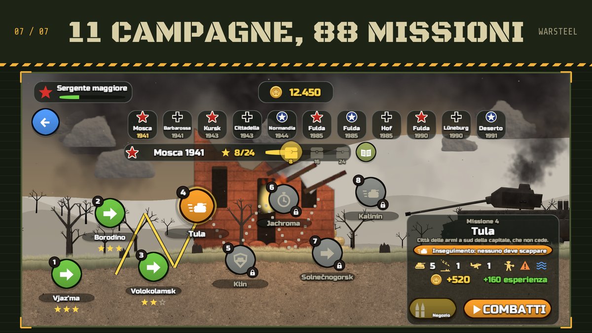 La mappa della campagna: una missione dopo l'altra